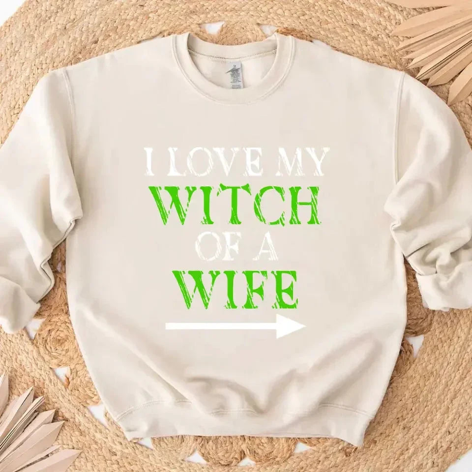 Witch of a Wife & Monster of a Husband Halloween Sweatshirt