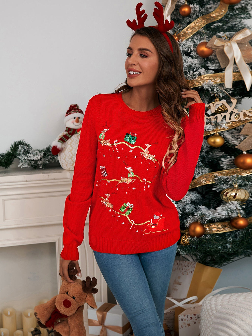 Sequin Holiday Knit Sweater