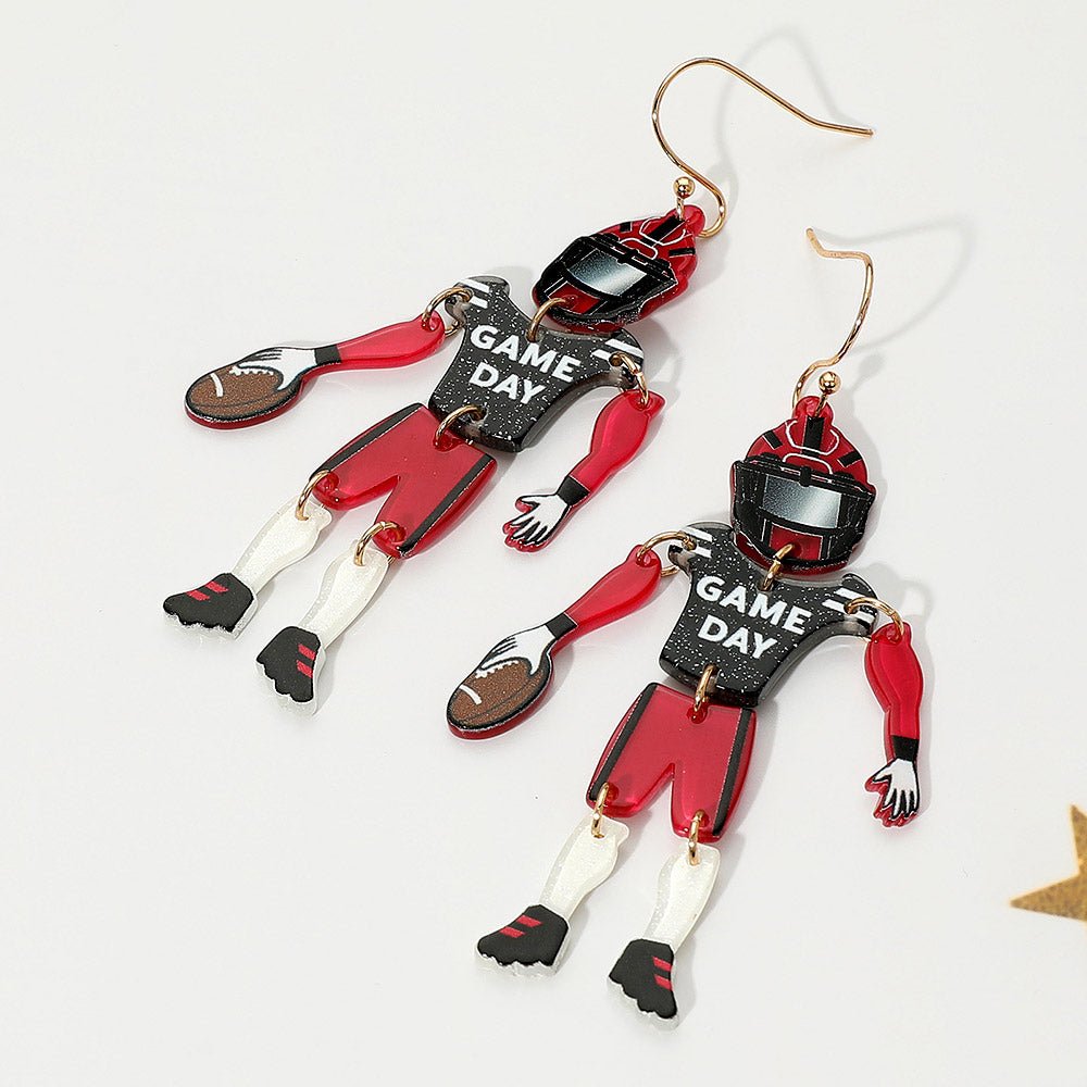 Game Day Football Player Dangle Earrings - Calendar ClosetGame Day Football Player Dangle EarringsCalendar Closet