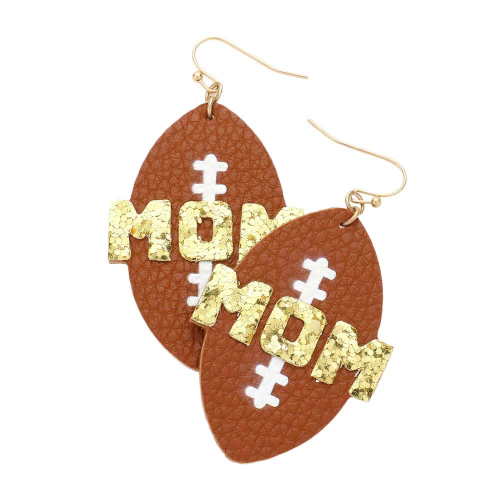 MOM Football Faux Leather Earrings - Calendar ClosetMOM Football Faux Leather EarringsCalendar Closet