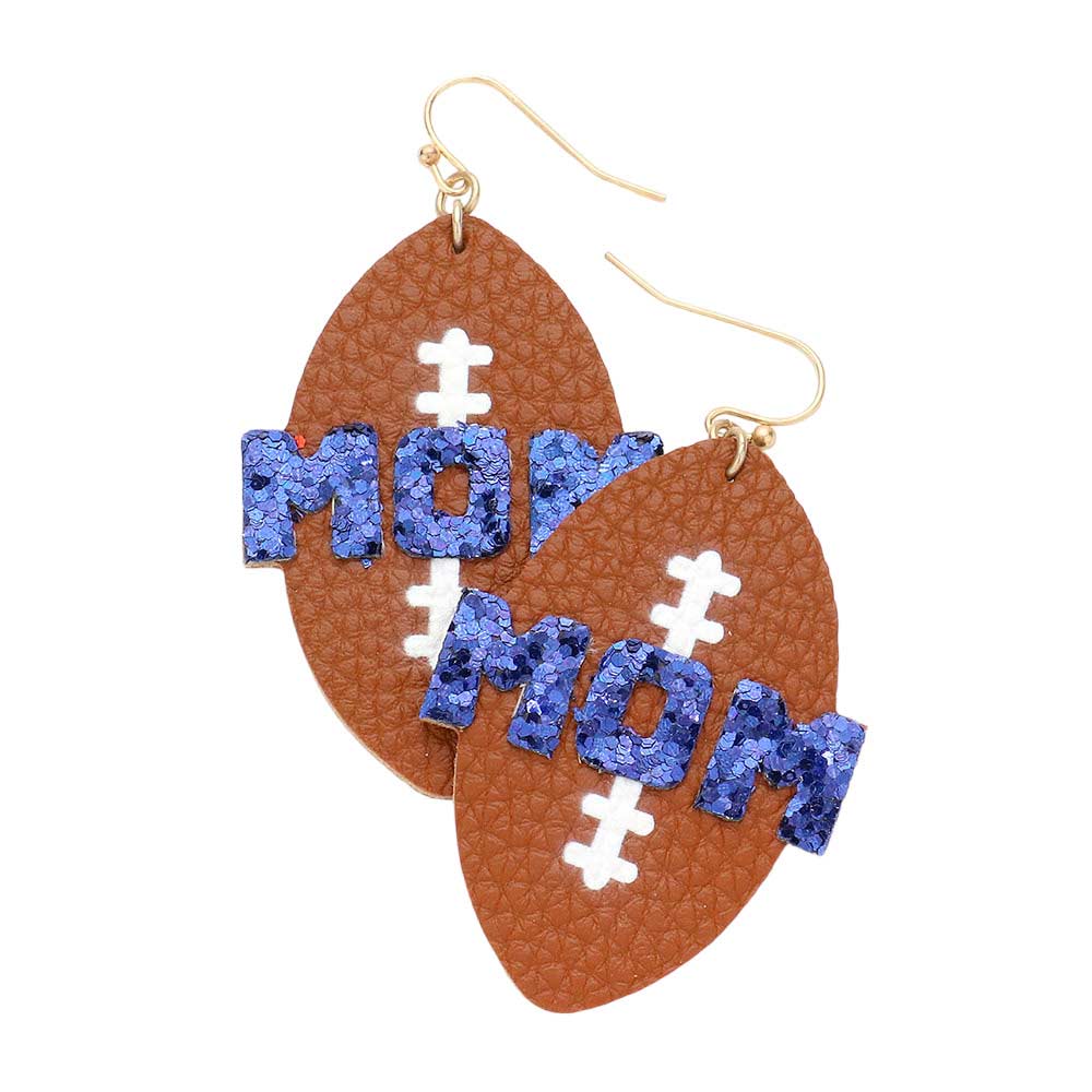 MOM Football Faux Leather Earrings - Calendar ClosetMOM Football Faux Leather EarringsCalendar Closet