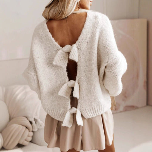 Bow-Back Knit Crop Top - Calendar ClosetBow-Back Knit Crop TopCalendar Closet