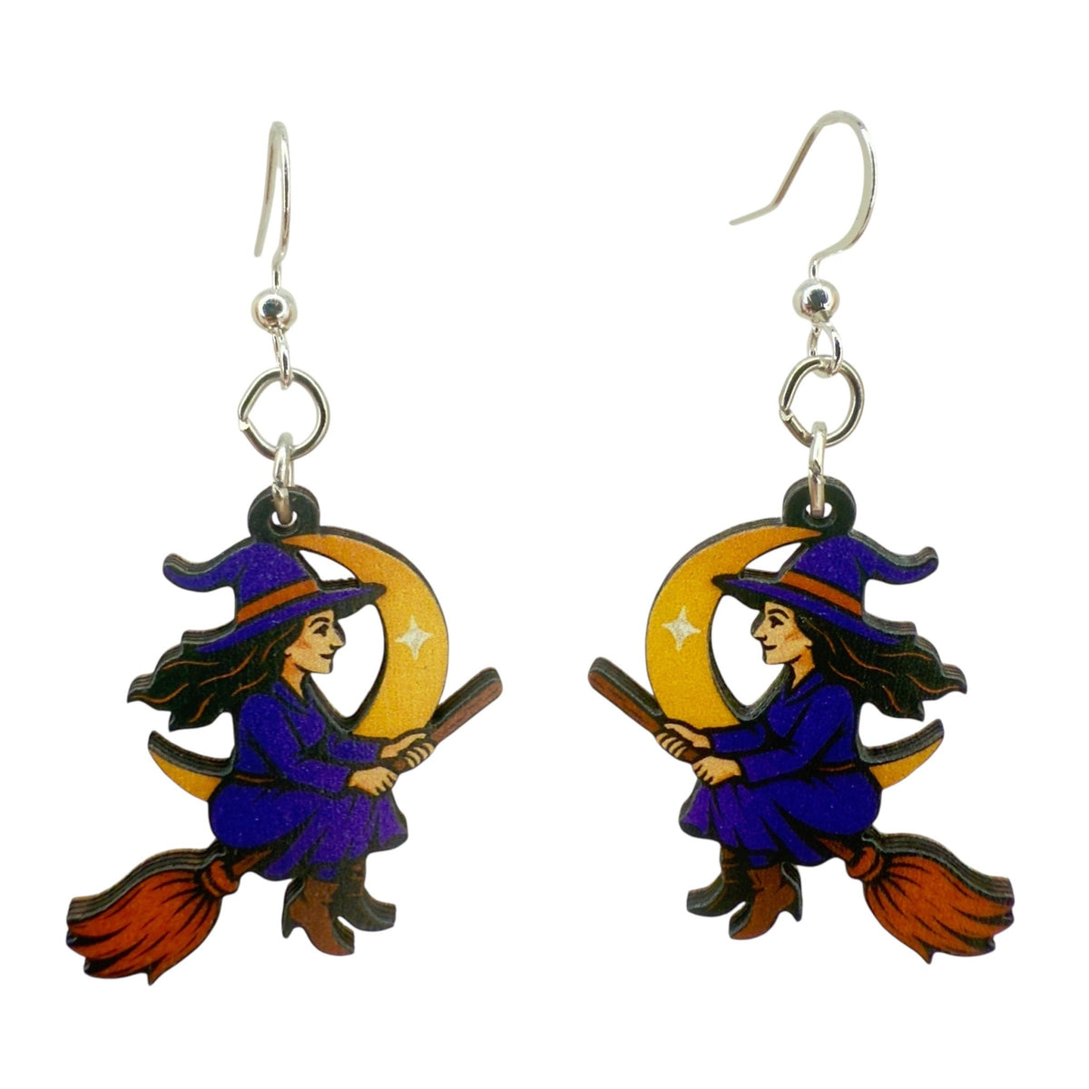 Witch Flying on Broomstick Earrings - Calendar ClosetWitch Flying on Broomstick EarringsCalendar Closet