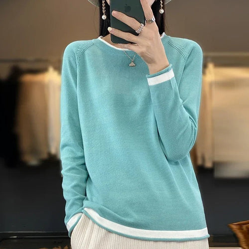 Cotton Round-Neck Knit Sweater - Calendar ClosetCotton Round-Neck Knit SweaterCalendar Closet