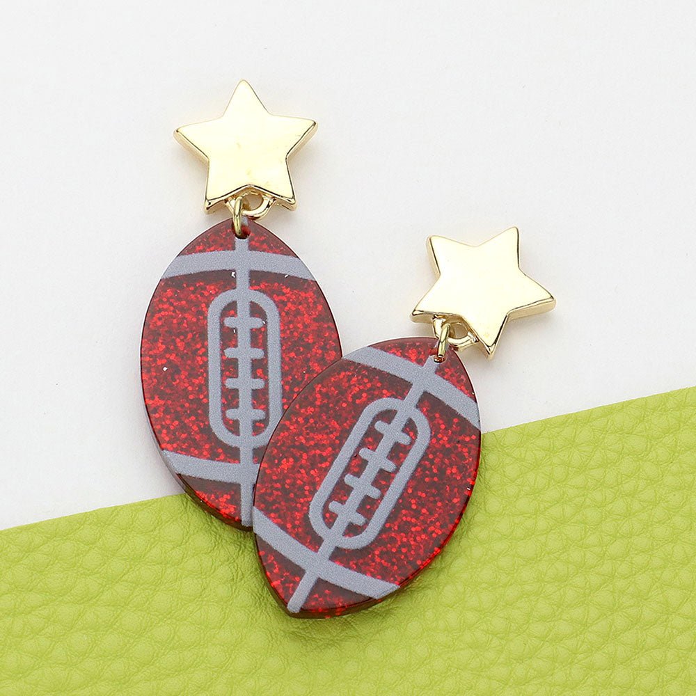 Glittered Resin Football Earrings - Calendar ClosetGlittered Resin Football EarringsCalendar Closet