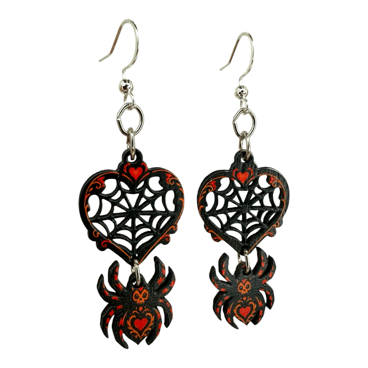 Spider Web Heart Earrings - Calendar ClosetSpider Web Heart EarringsCalendar Closet