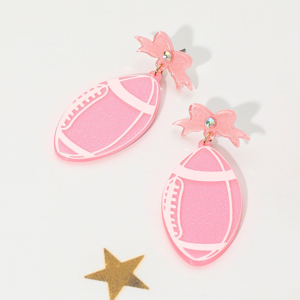 Resin Football Bow Earrings - Calendar ClosetResin Football Bow EarringsCalendar Closet