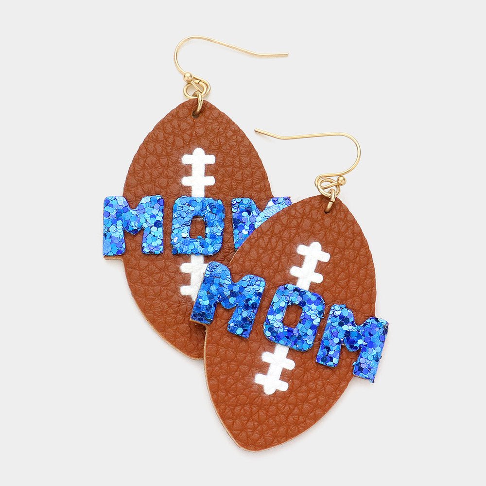 MOM Football Faux Leather Earrings - Calendar ClosetMOM Football Faux Leather EarringsCalendar Closet
