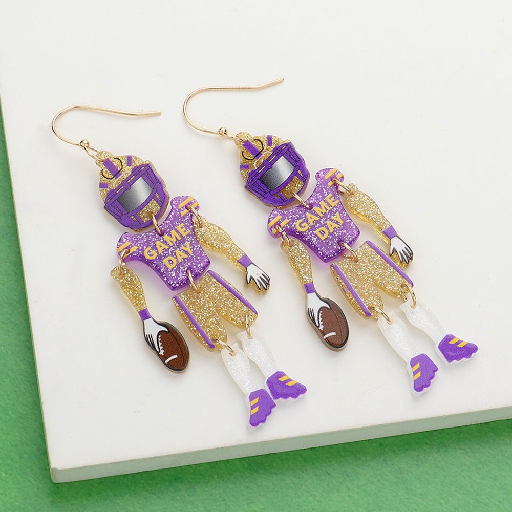 Game Day Football Player Dangle Earrings - Calendar ClosetGame Day Football Player Dangle EarringsCalendar Closet