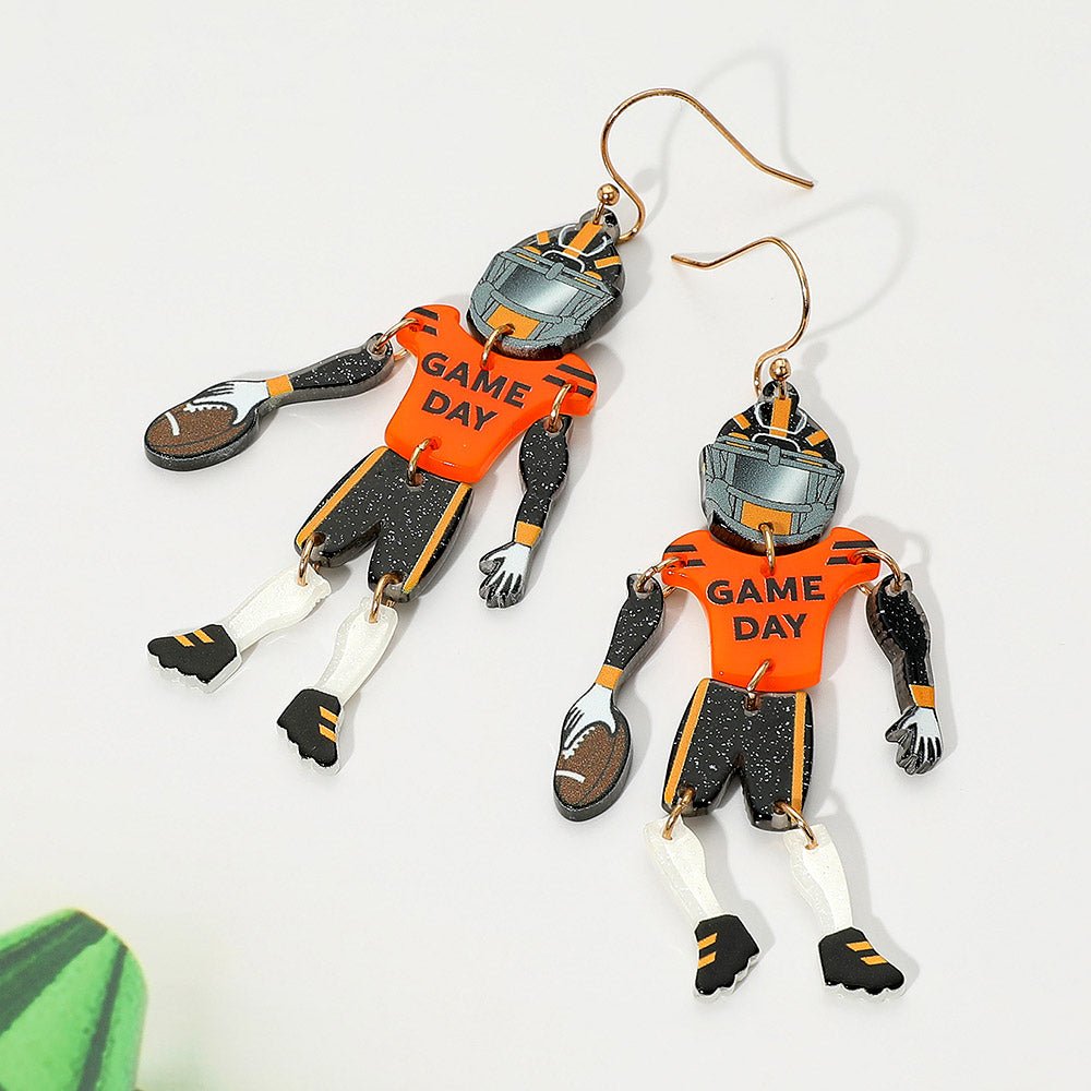 Game Day Football Player Dangle Earrings - Calendar ClosetGame Day Football Player Dangle EarringsCalendar Closet