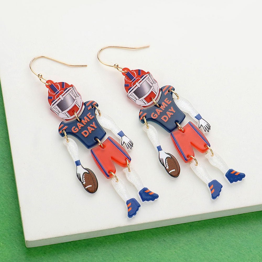 Game Day Football Player Dangle Earrings - Calendar ClosetGame Day Football Player Dangle EarringsCalendar Closet