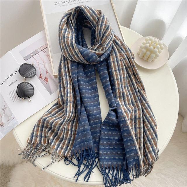Plaid Cashmere Scarf & Shawl - Calendar ClosetPlaid Cashmere Scarf & ShawlCalendar Closet