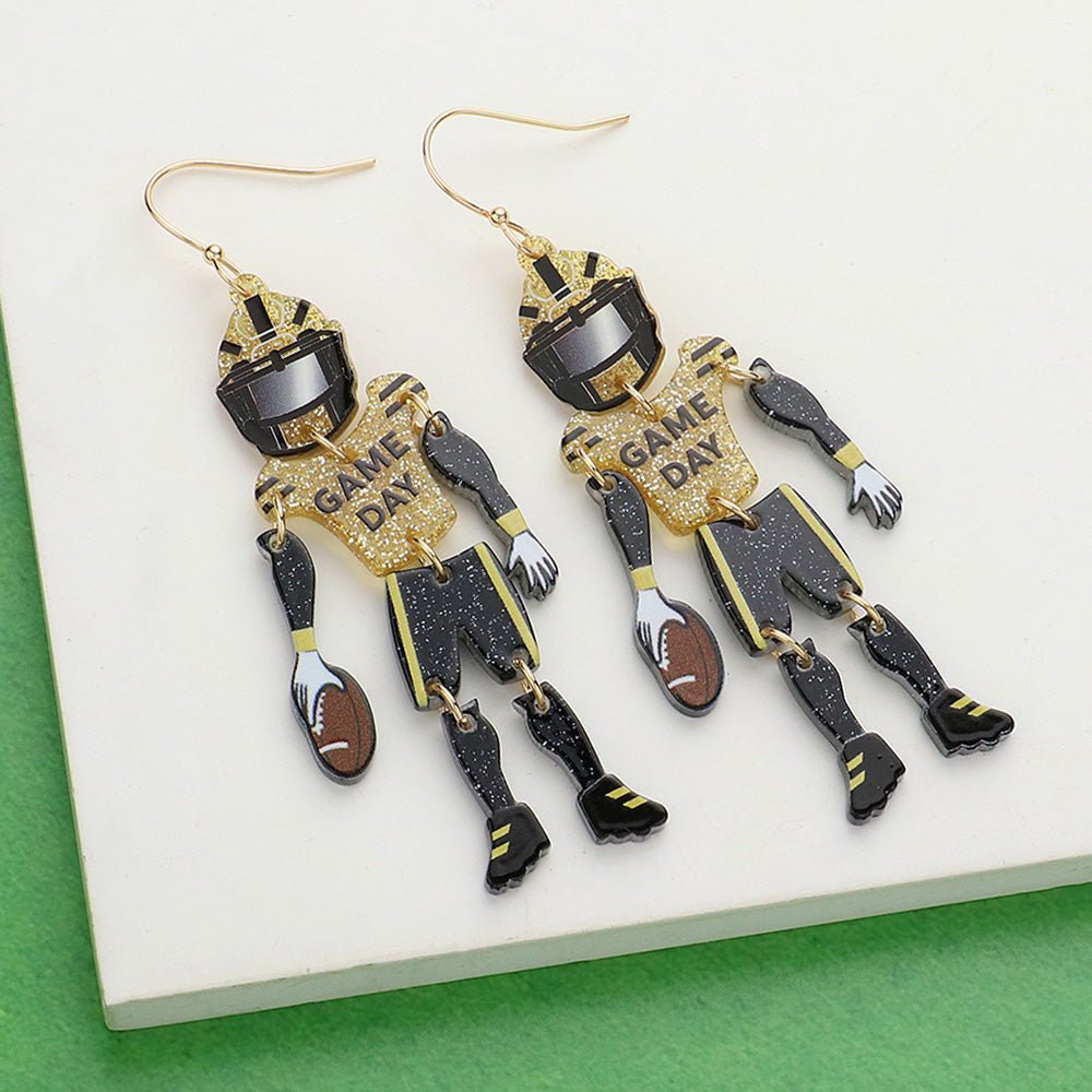 Game Day Football Player Dangle Earrings - Calendar ClosetGame Day Football Player Dangle EarringsCalendar Closet