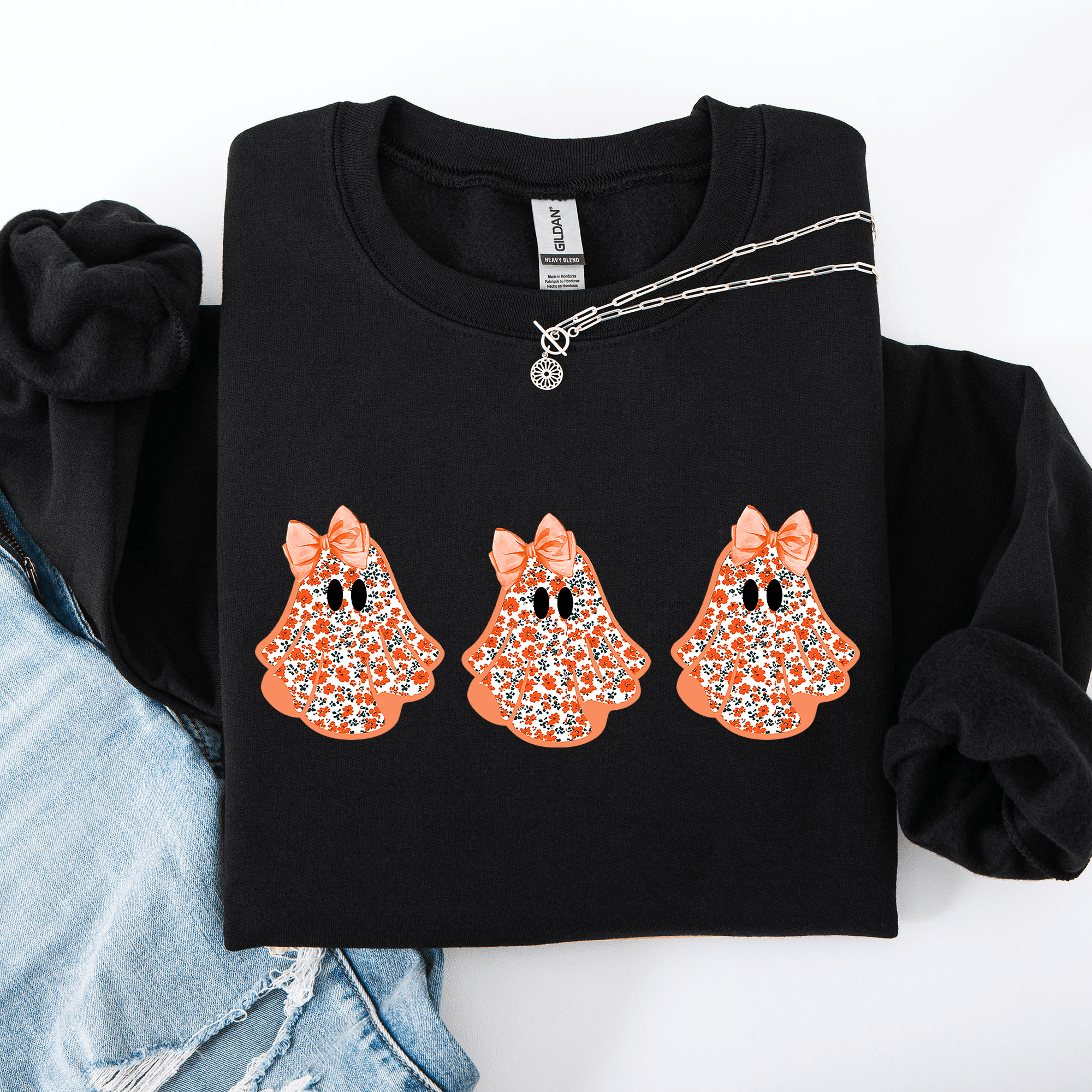 Halloween Ghosts Coquette Sweatshirt - Calendar ClosetHalloween Ghosts Coquette SweatshirtCalendar Closet