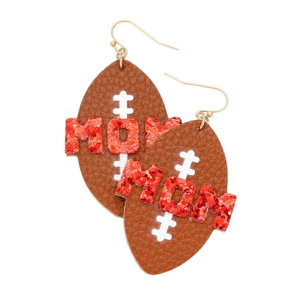MOM Football Faux Leather Earrings - Calendar ClosetMOM Football Faux Leather EarringsCalendar Closet