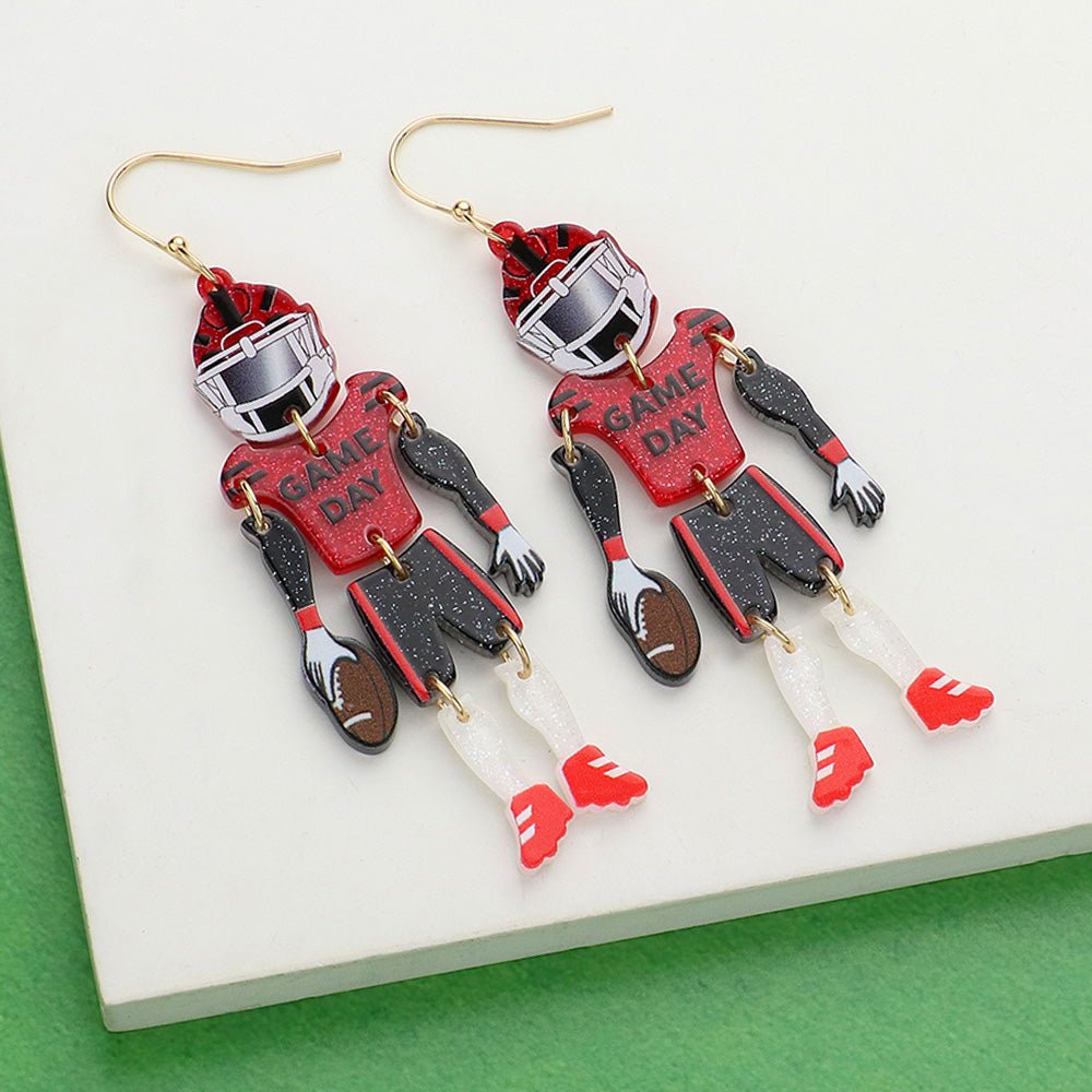 Game Day Football Player Dangle Earrings - Calendar ClosetGame Day Football Player Dangle EarringsCalendar Closet