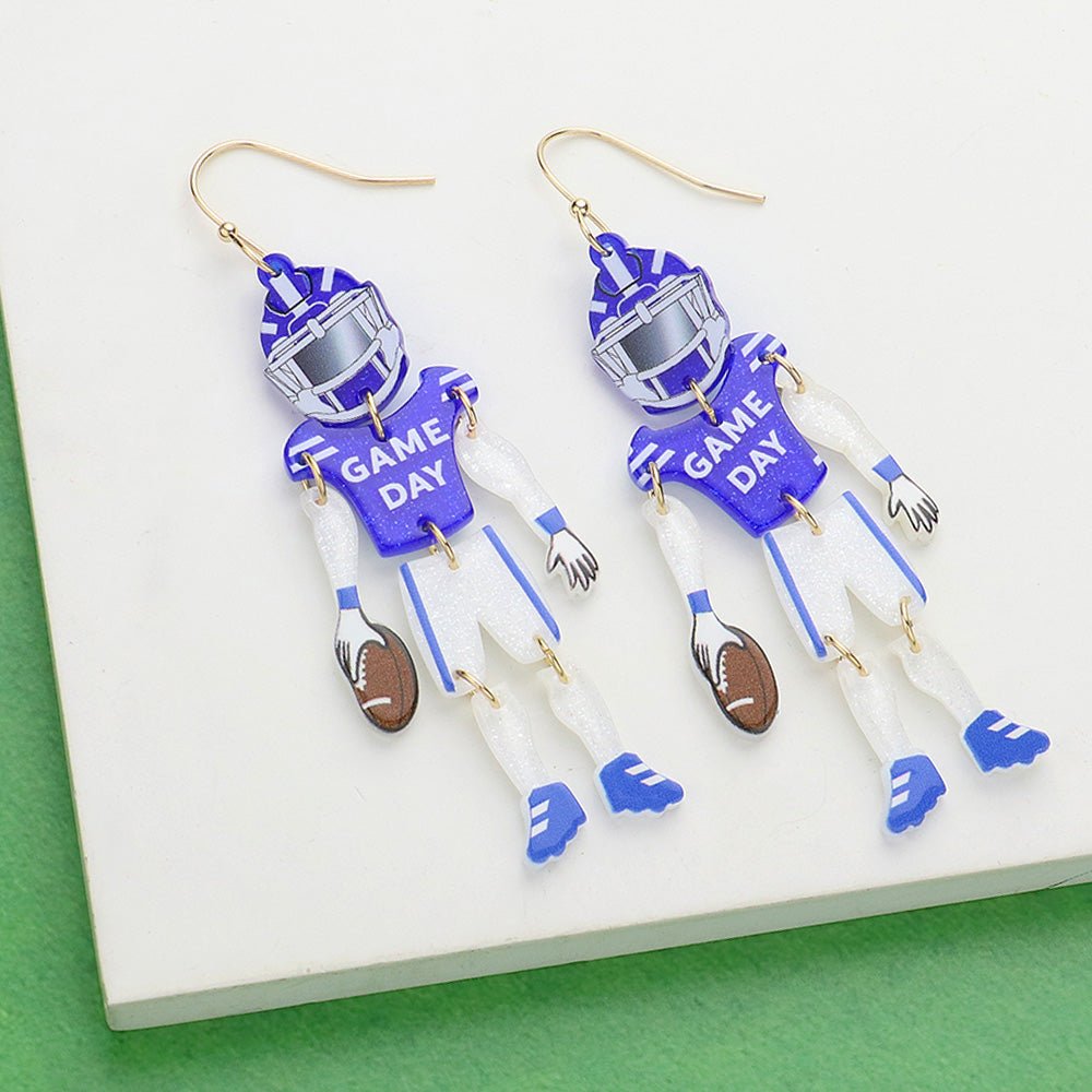 Game Day Football Player Dangle Earrings - Calendar ClosetGame Day Football Player Dangle EarringsCalendar Closet