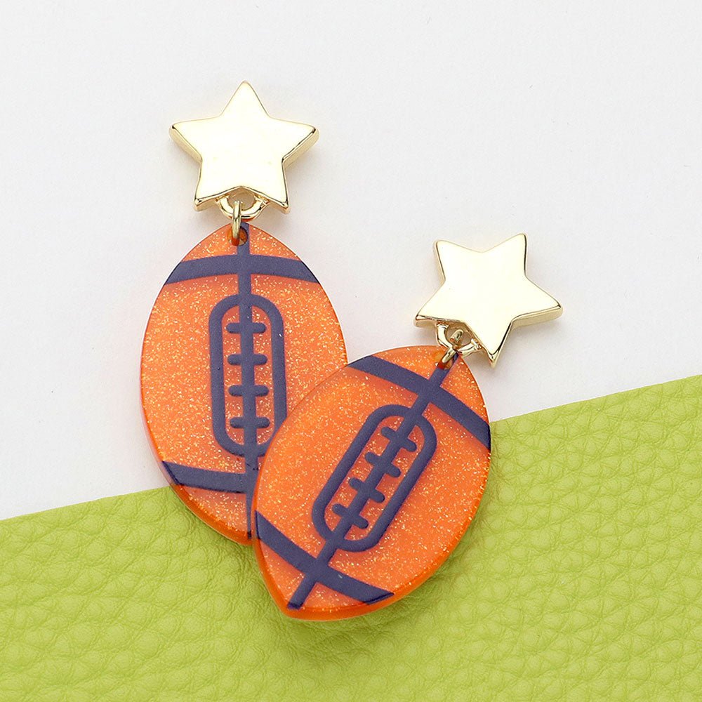 Glittered Resin Football Earrings - Calendar ClosetGlittered Resin Football EarringsCalendar Closet