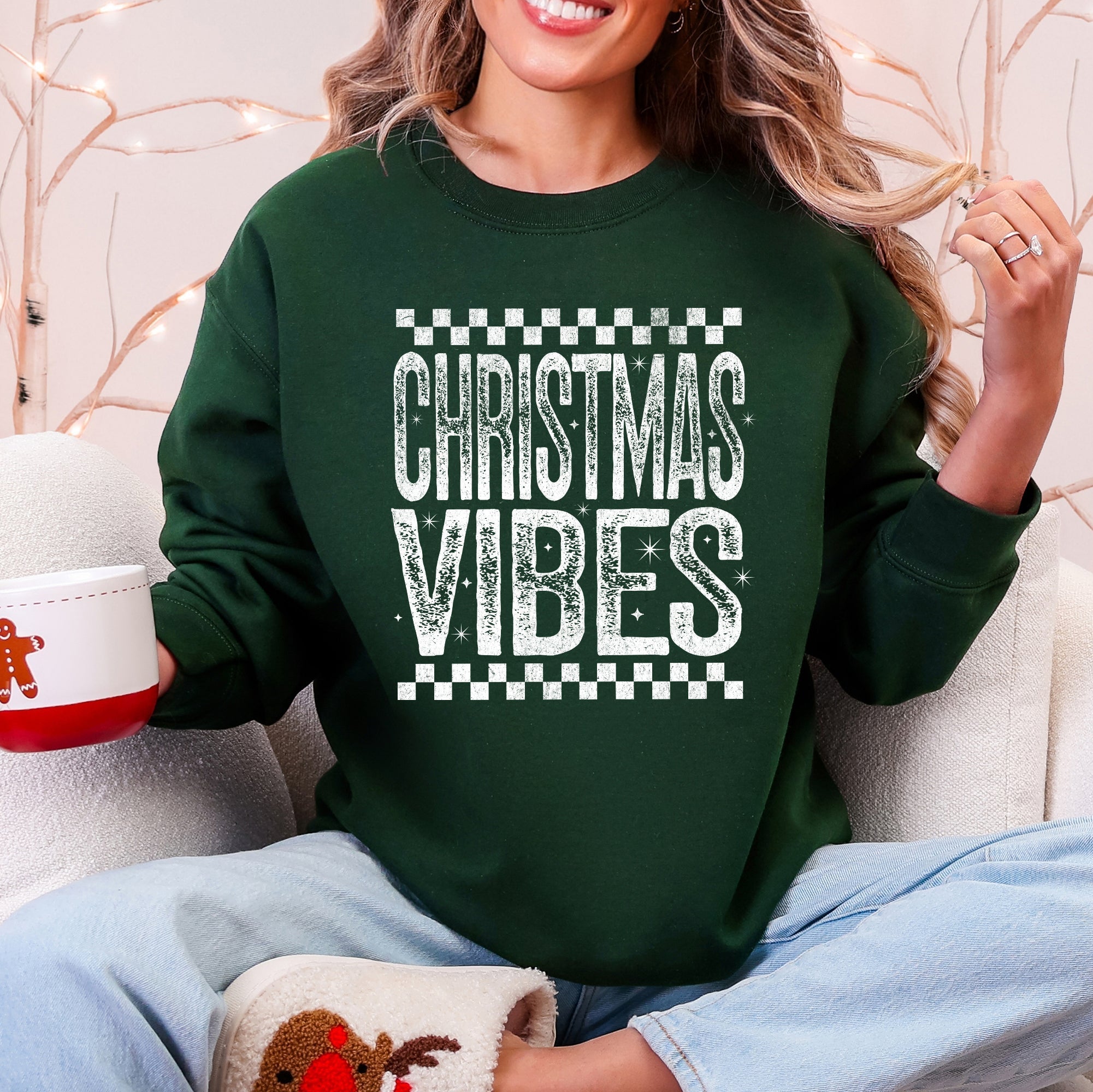 Christmas Vibes Retro Graphic Sweatshirt - Calendar ClosetChristmas Vibes Retro Graphic SweatshirtCalendar Closet