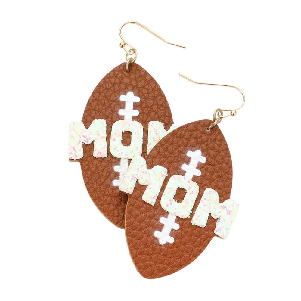 MOM Football Faux Leather Earrings - Calendar ClosetMOM Football Faux Leather EarringsCalendar Closet