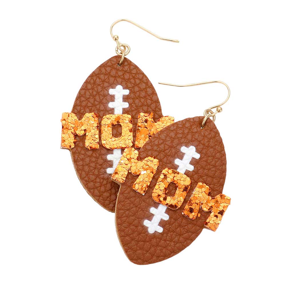 MOM Football Faux Leather Earrings - Calendar ClosetMOM Football Faux Leather EarringsCalendar Closet