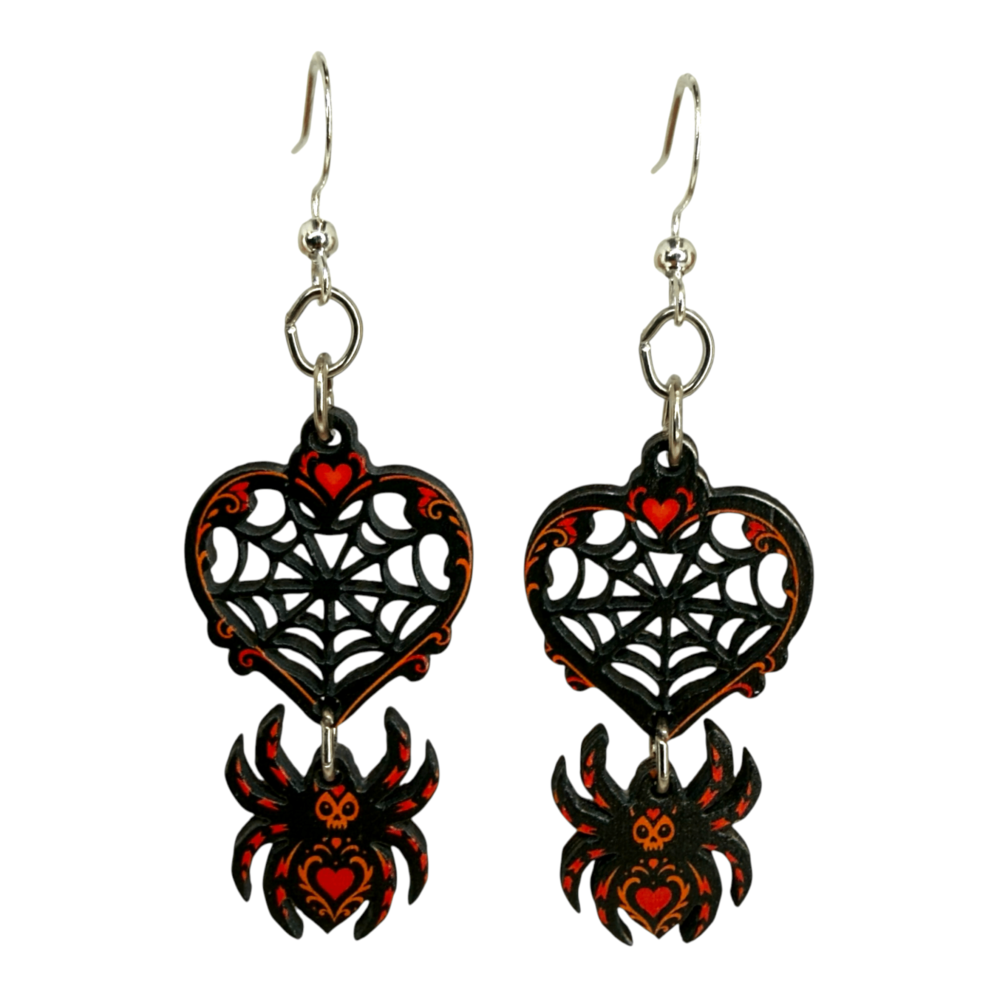 Spider Web Heart Earrings - Calendar ClosetSpider Web Heart EarringsCalendar Closet