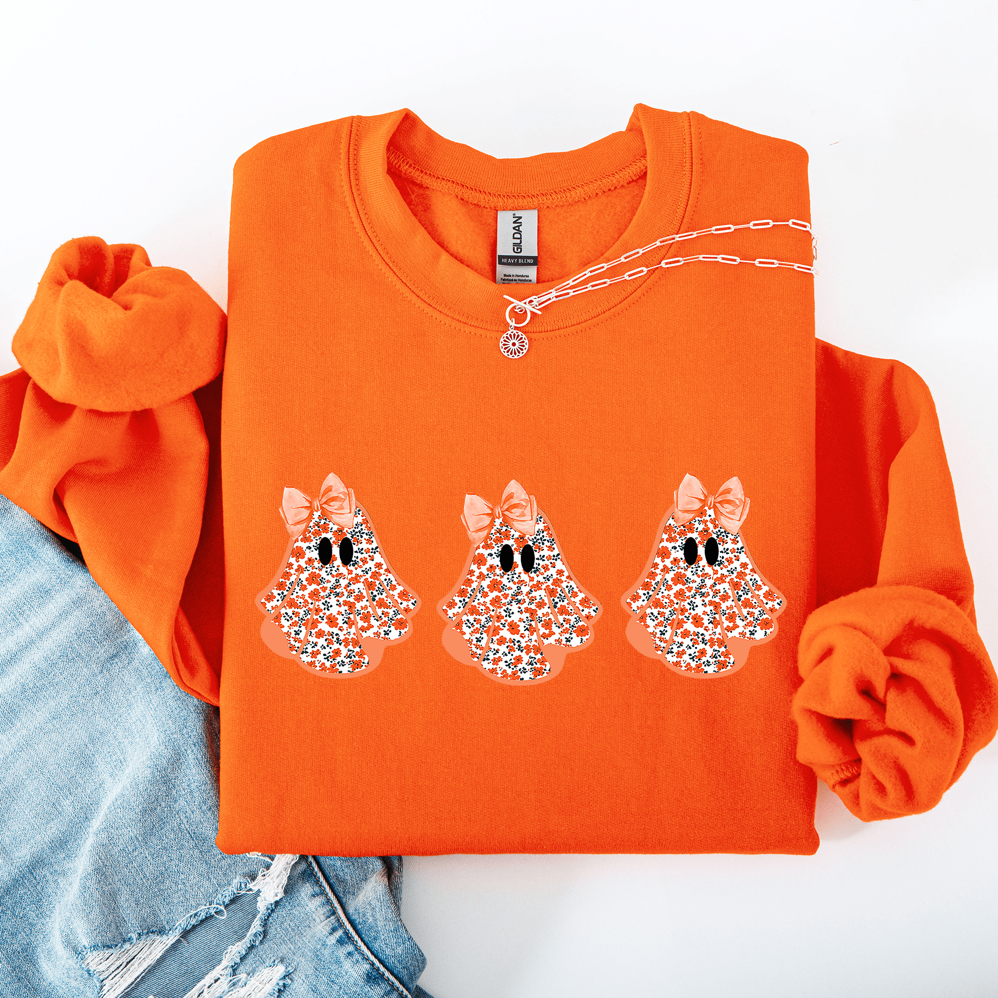 Halloween Ghosts Coquette Sweatshirt - Calendar ClosetHalloween Ghosts Coquette SweatshirtCalendar Closet