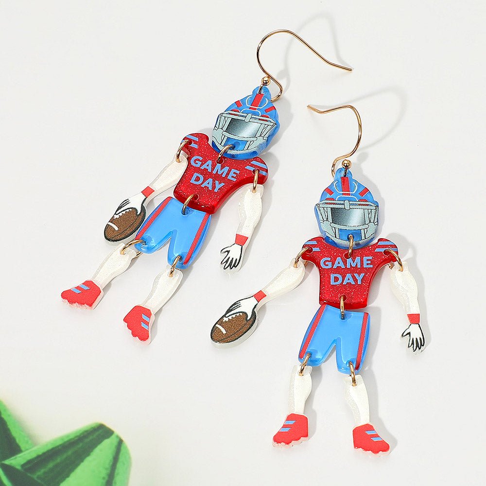 Game Day Football Player Dangle Earrings - Calendar ClosetGame Day Football Player Dangle EarringsCalendar Closet