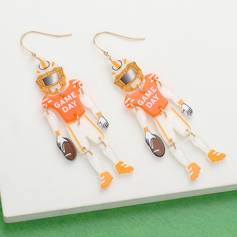 Game Day Football Player Dangle Earrings - Calendar ClosetGame Day Football Player Dangle EarringsCalendar Closet