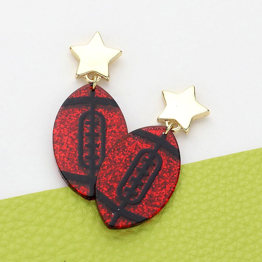 Glittered Resin Football Earrings - Calendar ClosetGlittered Resin Football EarringsCalendar Closet