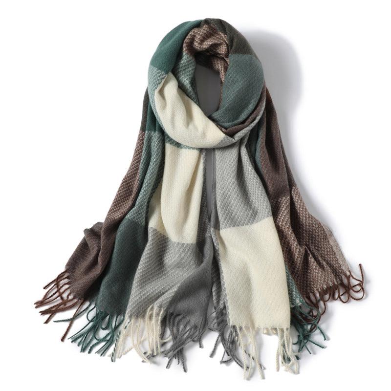 Plaid Cashmere Scarf & Shawl - Calendar ClosetPlaid Cashmere Scarf & ShawlCalendar Closet
