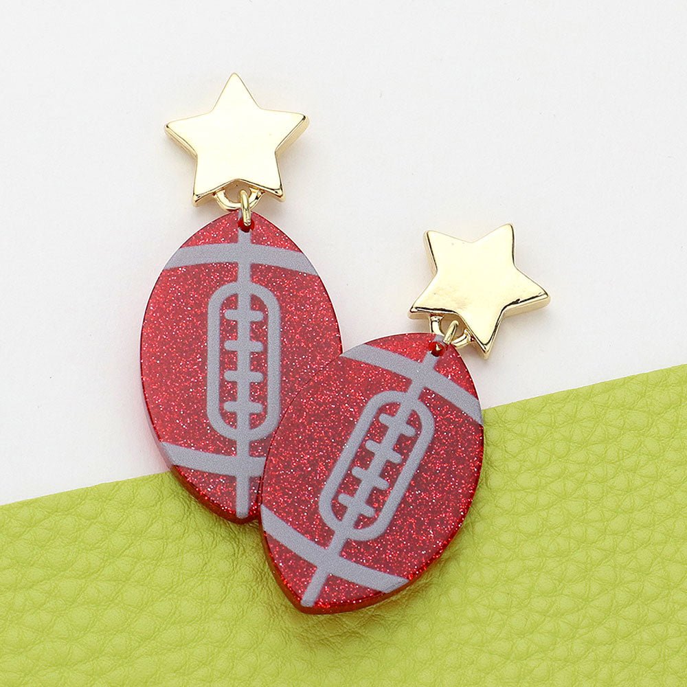 Glittered Resin Football Earrings - Calendar ClosetGlittered Resin Football EarringsCalendar Closet