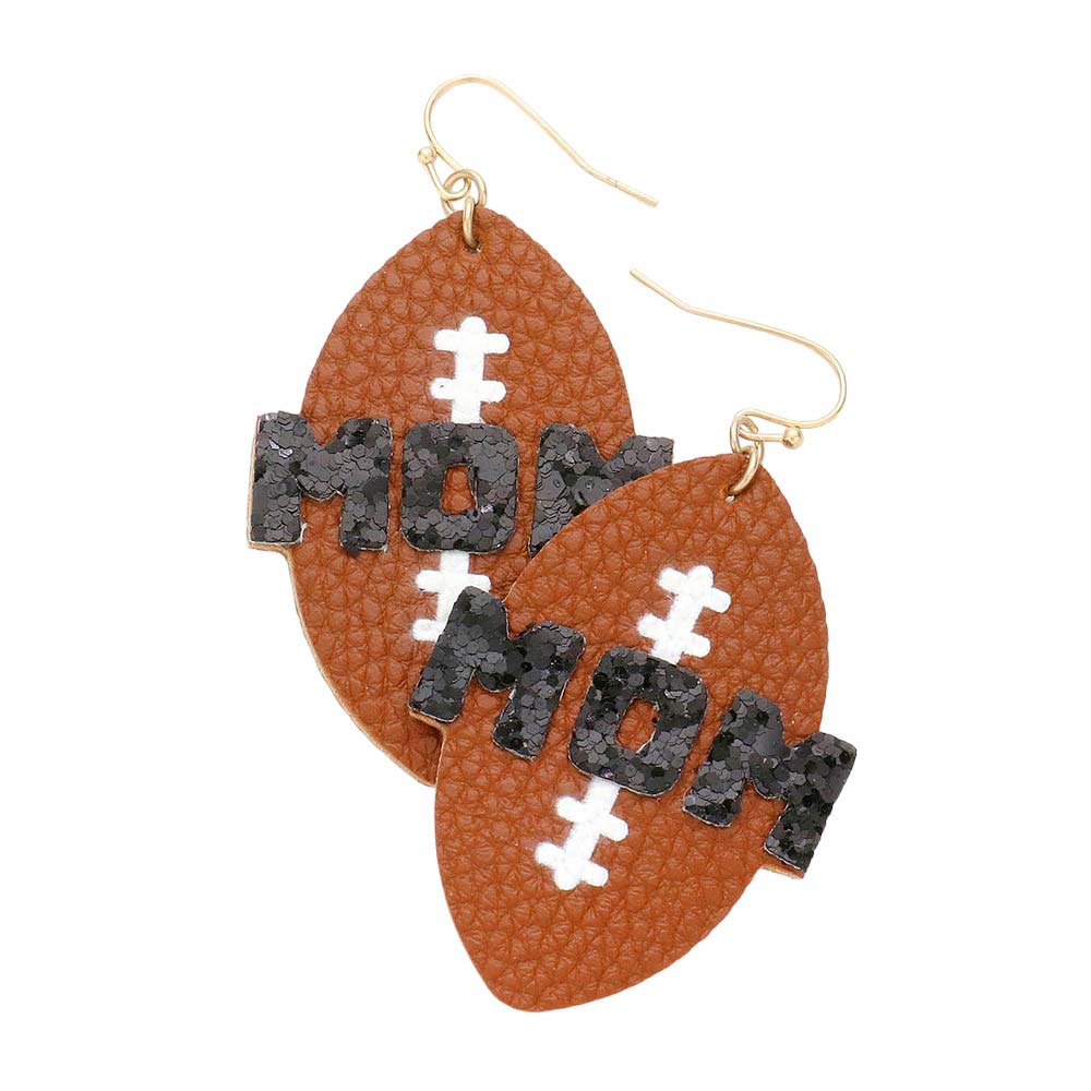 MOM Football Faux Leather Earrings - Calendar ClosetMOM Football Faux Leather EarringsCalendar Closet