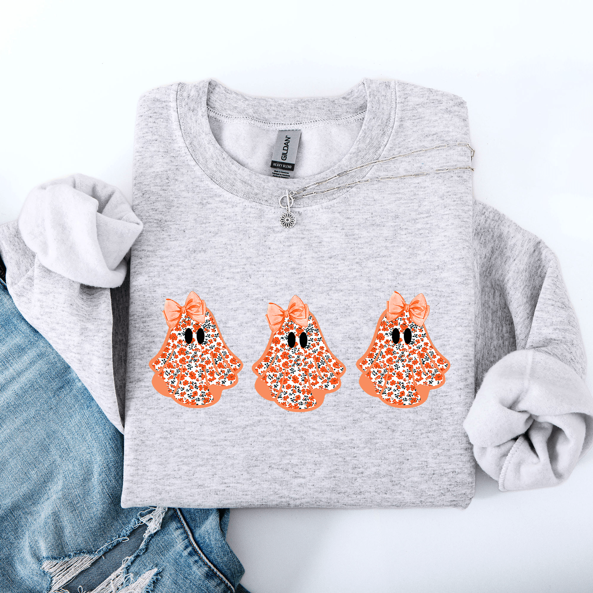 Halloween Ghosts Coquette Sweatshirt - Calendar ClosetHalloween Ghosts Coquette SweatshirtCalendar Closet