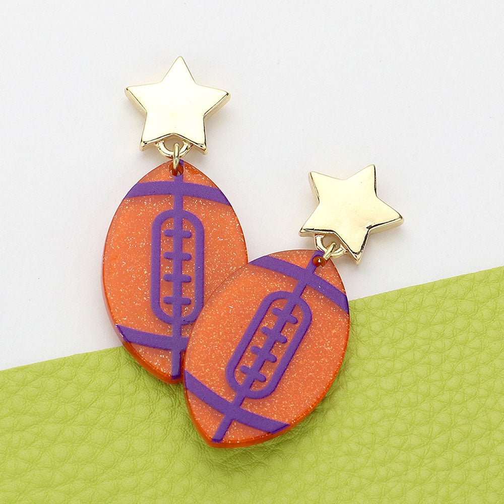 Glittered Resin Football Earrings - Calendar ClosetGlittered Resin Football EarringsCalendar Closet