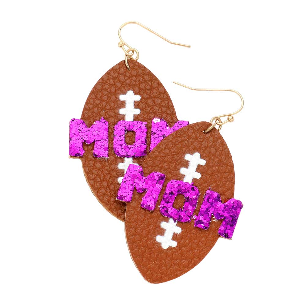 MOM Football Faux Leather Earrings - Calendar ClosetMOM Football Faux Leather EarringsCalendar Closet