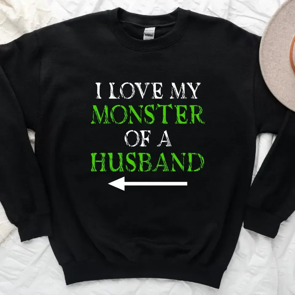 Sweat-shirt d'Halloween Sorcière de Femme et Monstre de Mari